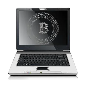 A sign of birkoin on the computer screen. Crypto currency background.  Vector Stock Illustration