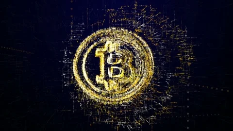Sign Bitcoin consisting of interactive digit and symbol Stock Footage 85714984