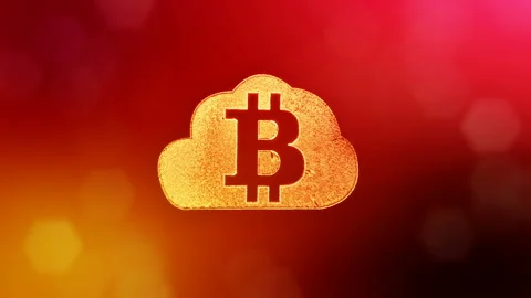 Sign of bitcoin logo inside the cloud. Financial background made of glow Video stock 86399508