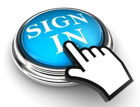 Sign in blue button and hand Stock Illustration