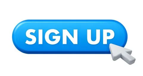 Sign up blue button with clicking computer cursor Stock Illustration