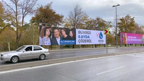 Sign board message of The Democracy and Progress Party, DEVA in Turkish Stock Footage 240734914