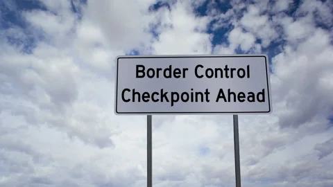 Sign Border Control Checkpoint Timelapse Clouds Stock Footage 162613945