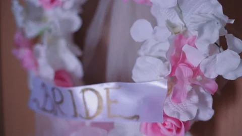 Sign Of Bride With Flowers Stock Footage 126733095