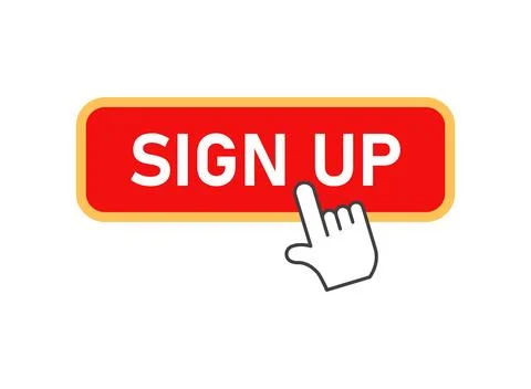 Sign up button with mouse cursor pointer icon in flat style. Login ui vecto.. Illustrazione stock