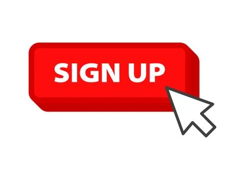 Sign up button with mouse cursor pointer icon in flat style. Login ui vecto.. イラスト素材
