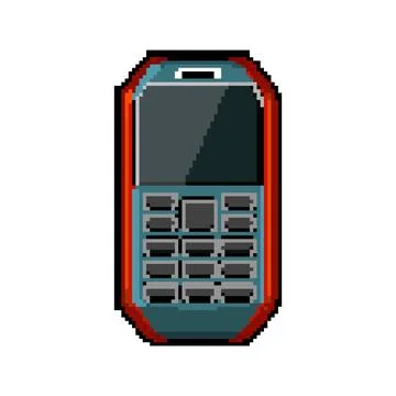 Sign button phone pixel art vector illustration Stock Illustration