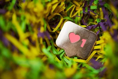 Like sign button, symbol with heart and one digit Stock Photos