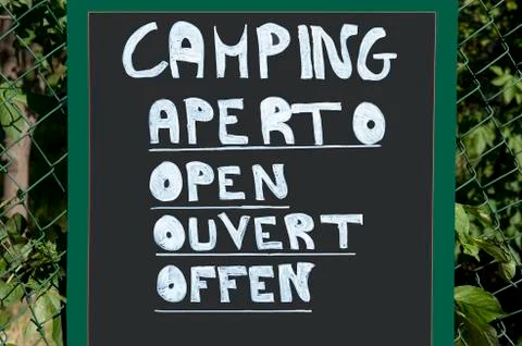 Sign of camping Stock Photos