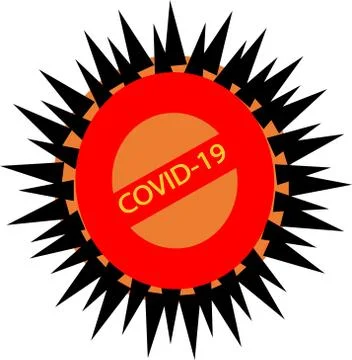 Sign caution COVID-19. Stock Illustration