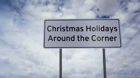 Sign Christmas Around Corner Clouds Timelapse Stock Footage 42984197