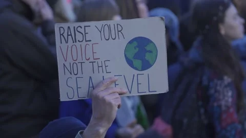 Sign at a Climate Protest Canada Stock Footage 139249809