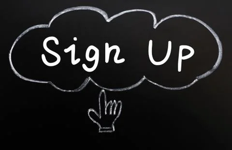 Sign up with cloud and hand cursor Stock Photos
