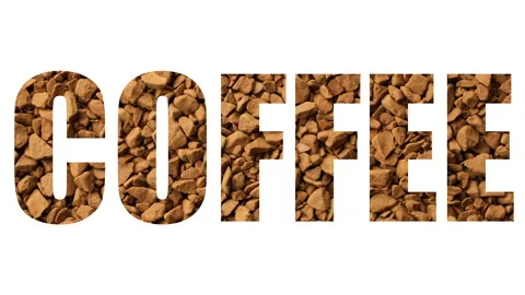 A sign coffee on white background. Instant coffee in word - coffee 스톡 동영상 237920138