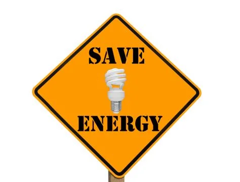 Sign with compact fluorescent lightbulb Stock Illustration