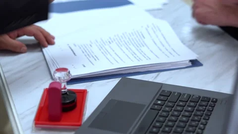 Sign the contract and seal to complete the transaction Stock Footage 160414452