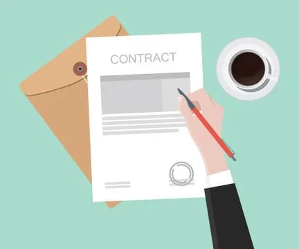 Sign contract on paper document Stock Illustration