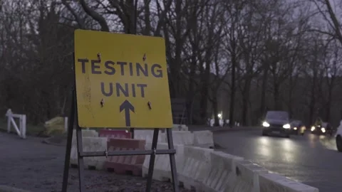 Sign at COVID testing centre Stock Footage 146035635