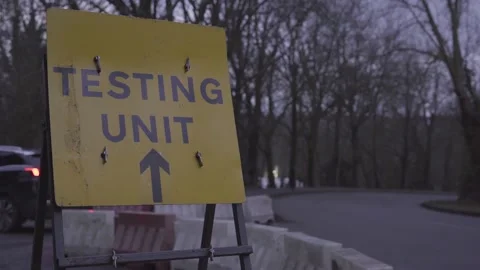 Sign at COVID testing centre Stock Footage 146035920