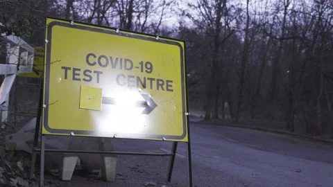 Sign at COVID testing centre Stock Footage 146035989