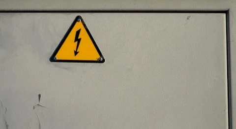 Sign of danger of electrocution in electrical panel. Risk 스톡 사진