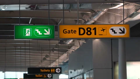 Sign with direction to all gates Stock Footage 91141462