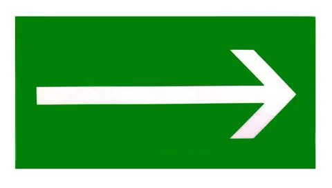 The sign of the direction to the evacuation exit on the wall in the shopping Stock Illustration