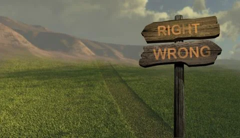 Sign direction right - wrong Illustrazione stock