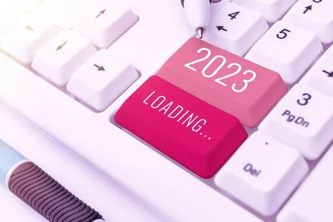 Sign displaying 2023 Loading.... Internet Concept a year composed of a series of Foto stock