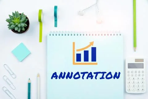 Sign displaying Annotation. Word for note added by way of comment or explanation Stock Photos