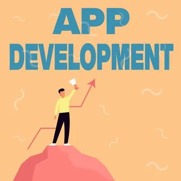 Sign displaying App Development. Business overview producing computer software 스톡 일러스트