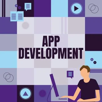 Sign displaying App Development. Business concept Development services for Stock Illustration