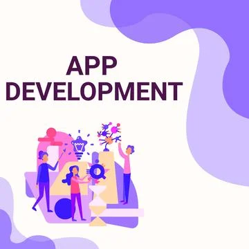 Sign displaying App Development. Concept meaning Development services for Stock Illustration