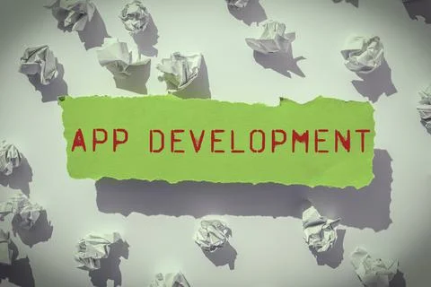 Sign displaying App Development. Word Written on producing computer software Stock Photos