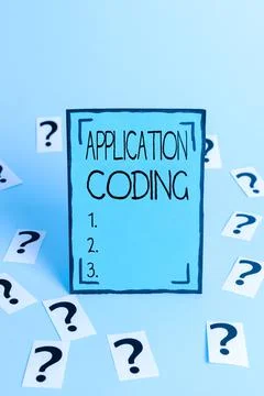 Sign displaying Application Coding. Word for process by which a mobile app is Foto stock