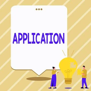 Sign displaying Application. Concept meaning an order for something formal and Illustrazione stock