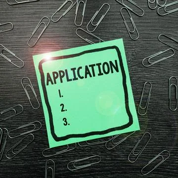 Sign displaying Application. Internet Concept an order for something formal and Foto stock