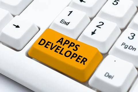 Sign displaying Apps Developer. Business concept Graphic artist Software Stock Photos