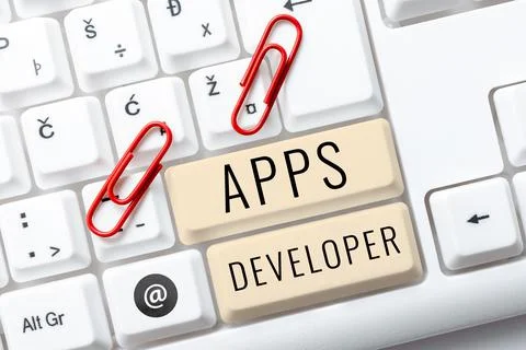 Sign displaying Apps Developer. Internet Concept Setting oneself on the activity Stockfoto's