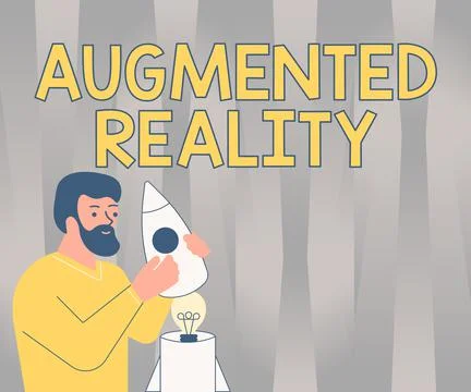 Sign displaying Augmented Reality. Word for technology that imposes computer イラスト素材