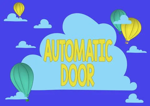 Sign displaying Automatic Door. Internet Concept opens automatically when Stock Illustration