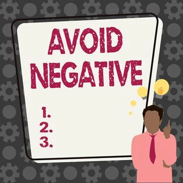 Sign displaying Avoid Negative. Business idea Staying away from pessimistic 库存插图