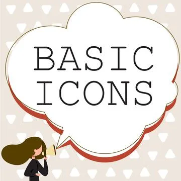 Sign displaying Basic Icons. Business showcase pictogram or ideogram displayed Stock Illustration