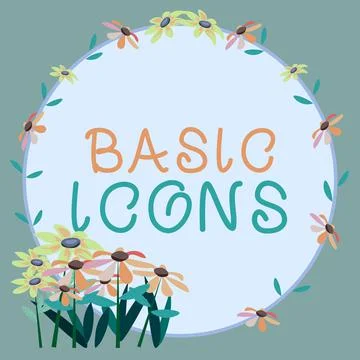 Sign displaying Basic Icons. Word Written on pictogram or ideogram displayed on 스톡 일러스트