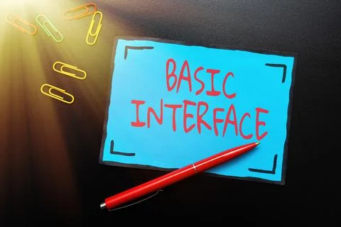Sign displaying Basic Interface. Internet Concept boundary across which two 库存照片