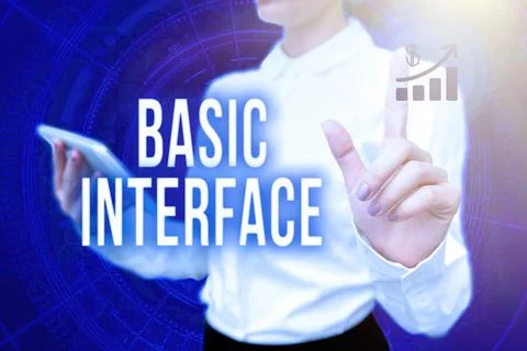 Sign displaying Basic Interface. Internet Concept boundary across which two 库存照片