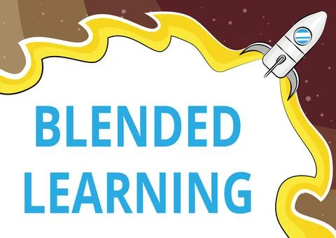 Sign displaying Blended Learning. Concept meaning combines traditional classroom Stock Illustration