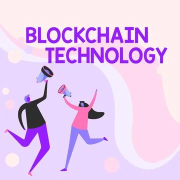 Sign displaying Block Chain Technology. Internet Concept Digital ledger stored Stock Illustration