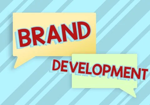 Sign displaying Brand DevelopmentDefining the product to excel in the market Stock Illustration