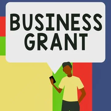 Sign displaying Business Grant. Conceptual photo Working strategies accomplish Stock Illustration
